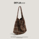 Lazy style Korean style wool plaid tote bag