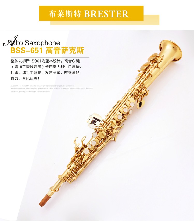 【布莱斯特乐器】651萨克斯sax降B高音高音直管视频演奏-图3