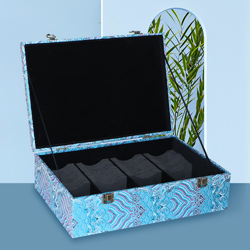 手镯收纳盒高档精致大容量实木盖复古锦缎翡翠玉镯子专用首饰箱子,淘宝优惠券,粉丝福利购,淘宝优惠卷