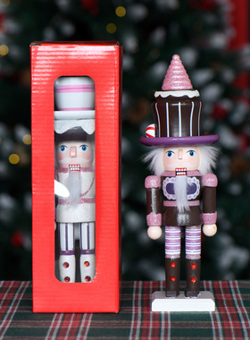 新品上架25CM欧式胡桃夹子红色圣诞老人旗手姜饼人家具桌面摆放送