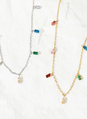 eManco欧美时尚ins彩色方锆石