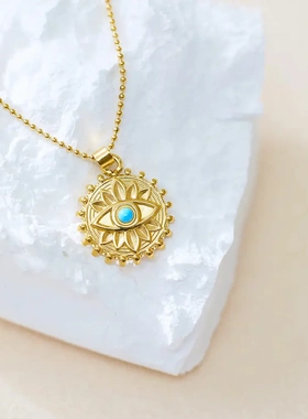 eManco欧美新款圆牌恶魔之眼吊坠