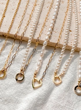 eManco巴洛克珍珠diy项链轻奢拼接锁骨链高级感气质扣子配件组合