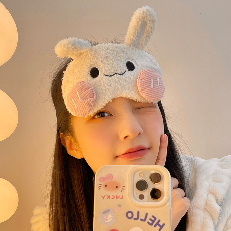 可爱毛绒眼罩卡通动物助睡眠冰敷遮光眼睛套罩子学生上班族午睡女 - 图1