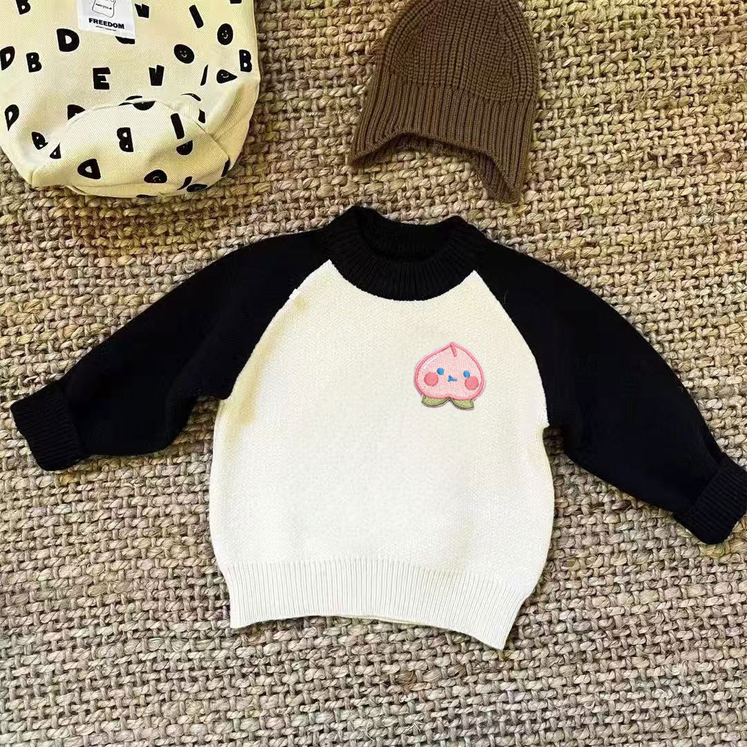 卡通刺绣女宝宝一体绒毛衣女童加绒加厚洋气针织衫秋冬内搭打底衫,淘宝优惠券,粉丝福利购,淘宝优惠卷