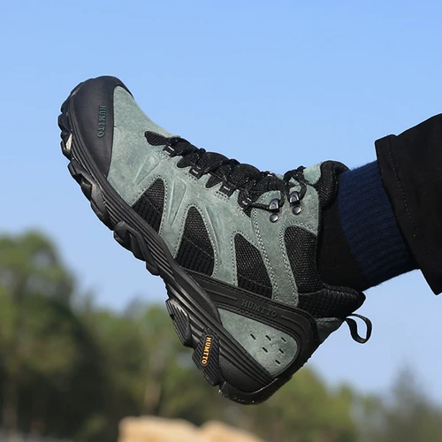 Спортивная обувь, демисезонные мужские нескользящие туфли для скалозалания подходит для пеших прогулок, 11 года, из натуральной кожи