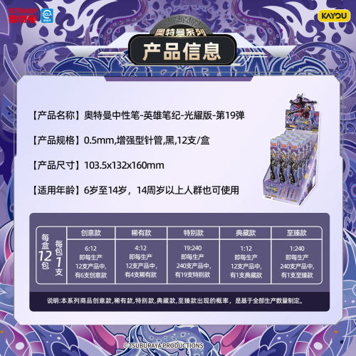 卡游奥特曼中性笔 盲盒笔光耀版第19弹 至臻款大隐藏官方正版典藏按动水笔儿童圆珠笔学习用品专用小学生文具 - 图3