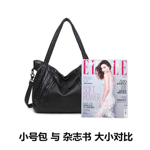 通勤旅行软皮简约百搭女逛街上班大容量编织托特包单肩斜挎手提包 - 图3