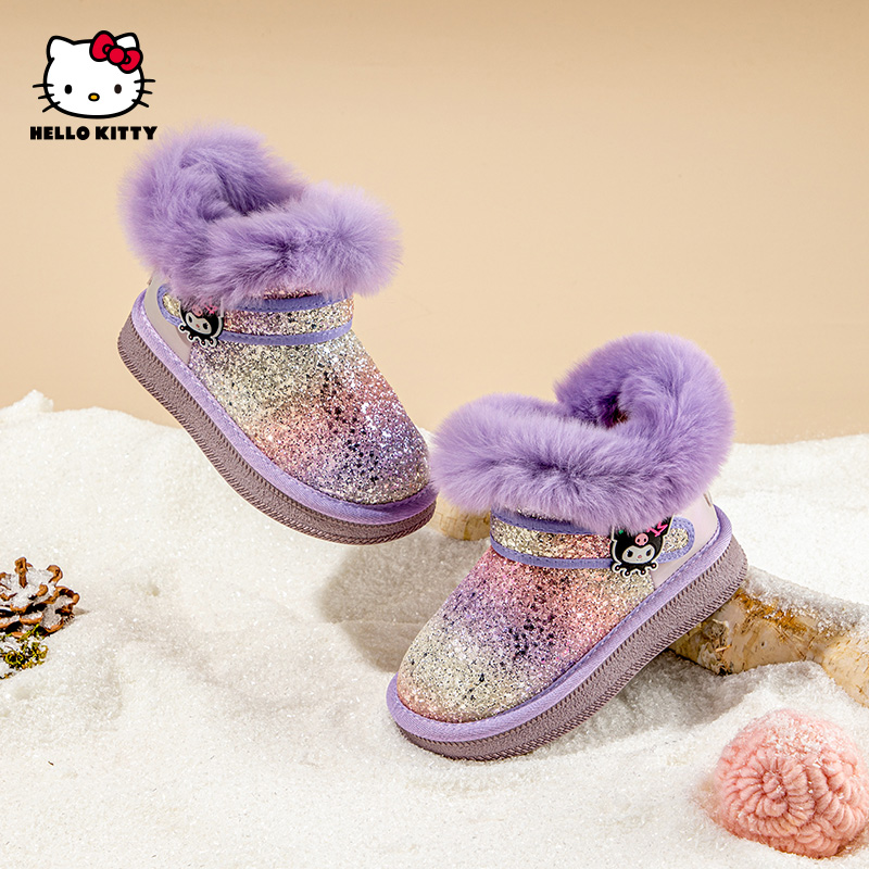 HelloKitty童鞋女童雪地靴冬季新款库洛米加厚棉靴女孩保暖靴子