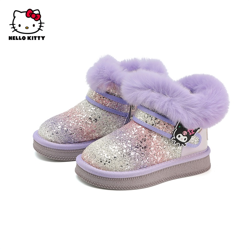 HelloKitty童鞋女童雪地靴冬季新款库洛米加厚棉靴女孩保暖靴子