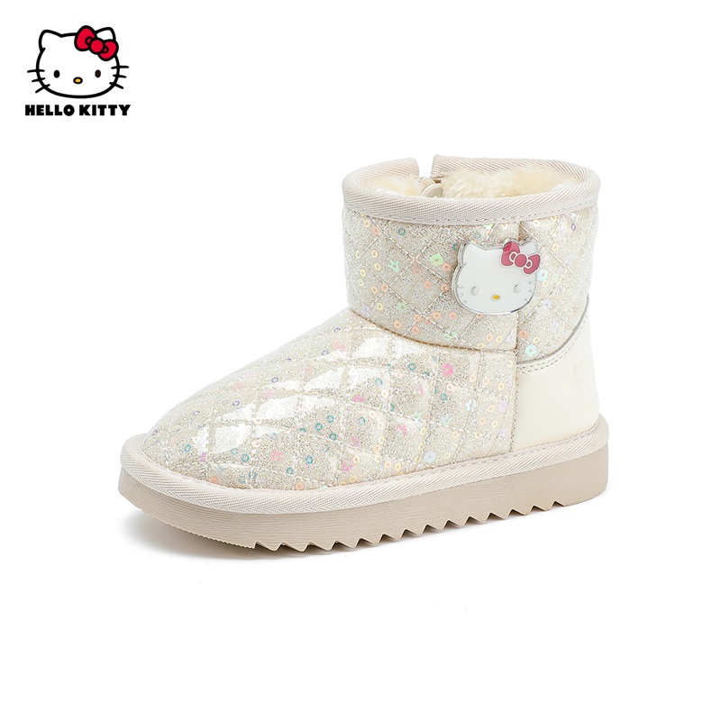 HelloKitty童鞋女童棉靴2024冬季新款女孩保暖防滑靴子儿童雪地靴