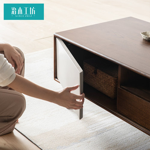 治木工坊白蜡木茶几家用现代简约全实木茶桌北欧小户型客厅家具 - 图2