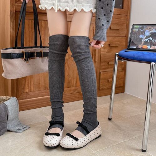芭蕾风秋冬踩脚袜套辣妹美腿显瘦JK小腿袜腿套长筒袜过膝袜配靴子 - 图2