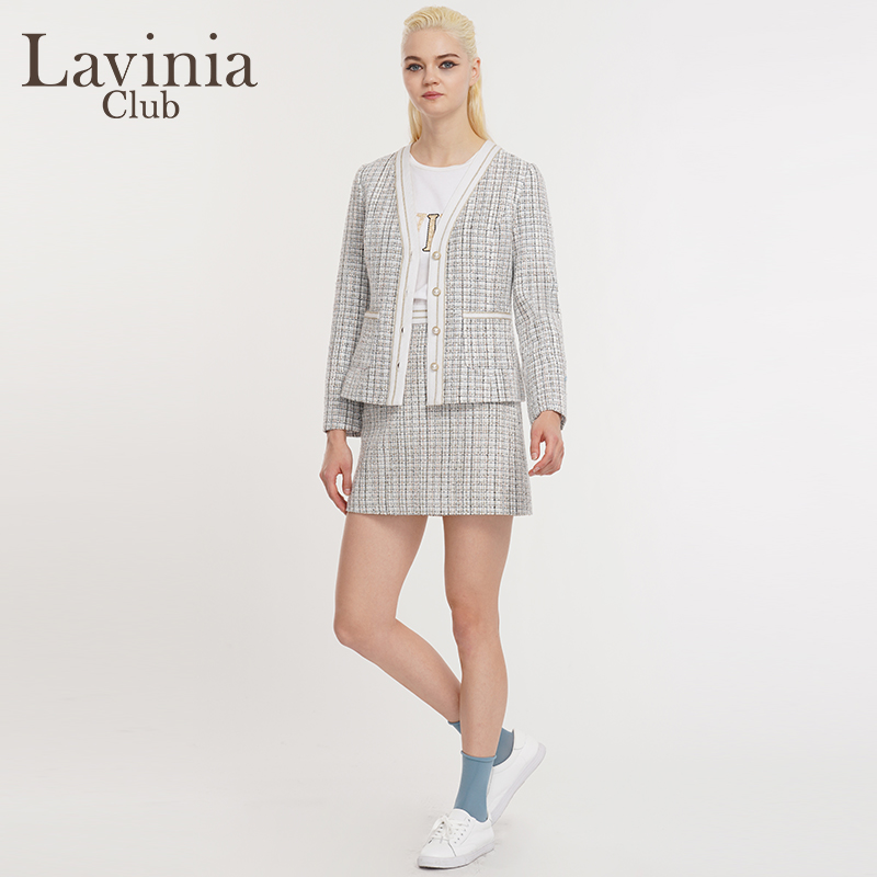 Lavinia Club拉维妮娅新品女士小香风外套修身半身裙套装R11W05