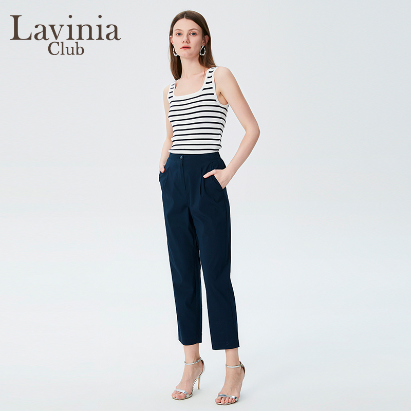 Lavinia2024年夏装新品薄款通勤职场显瘦高腰直筒西装裤女Q43K104 - 图0