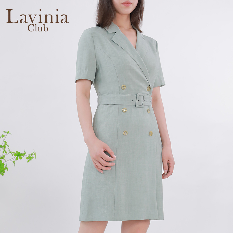Lavinia 浅绿色衬衫连衣裙春夏新款雪纺西装群女设计感收腰Q13L50 - 图2