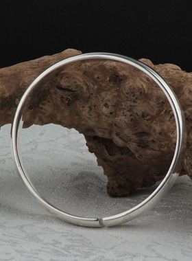 老人款光面开口时尚风纯银手镯