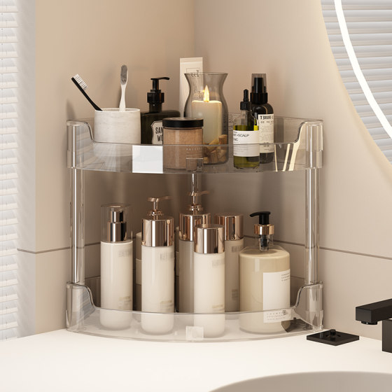Acrylic bathroom rack floor-standing bathroom tripod sandwich storage rack home toilet corner storage rack