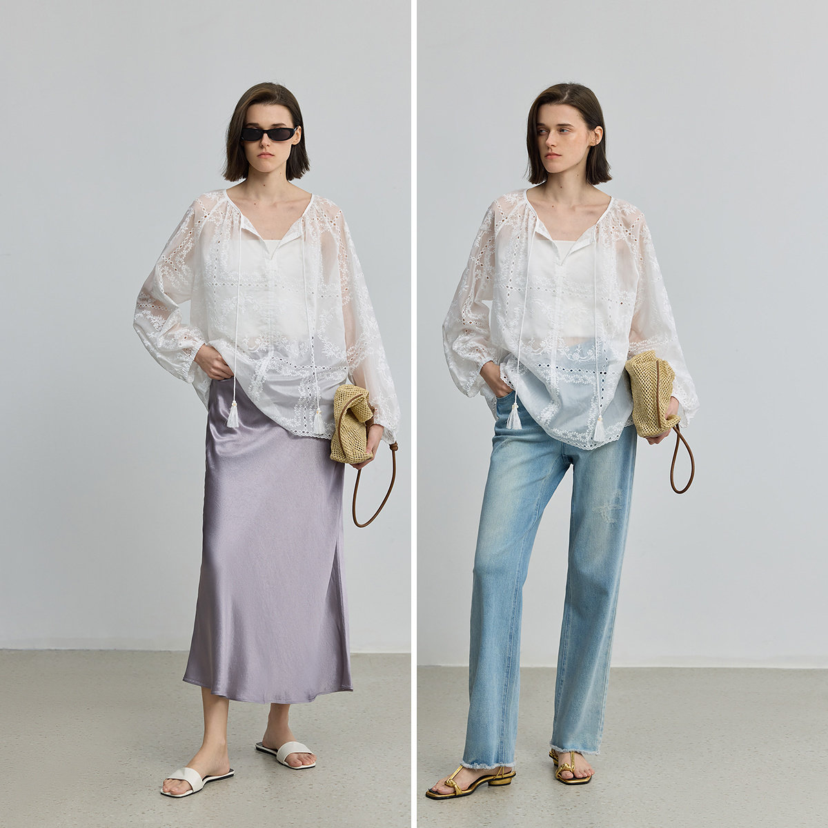 LILY2025新款法式镂空蕾丝绣花流苏休闲薄款白色雪纺衫套头衫女,淘宝优惠券,粉丝福利购,淘宝优惠卷