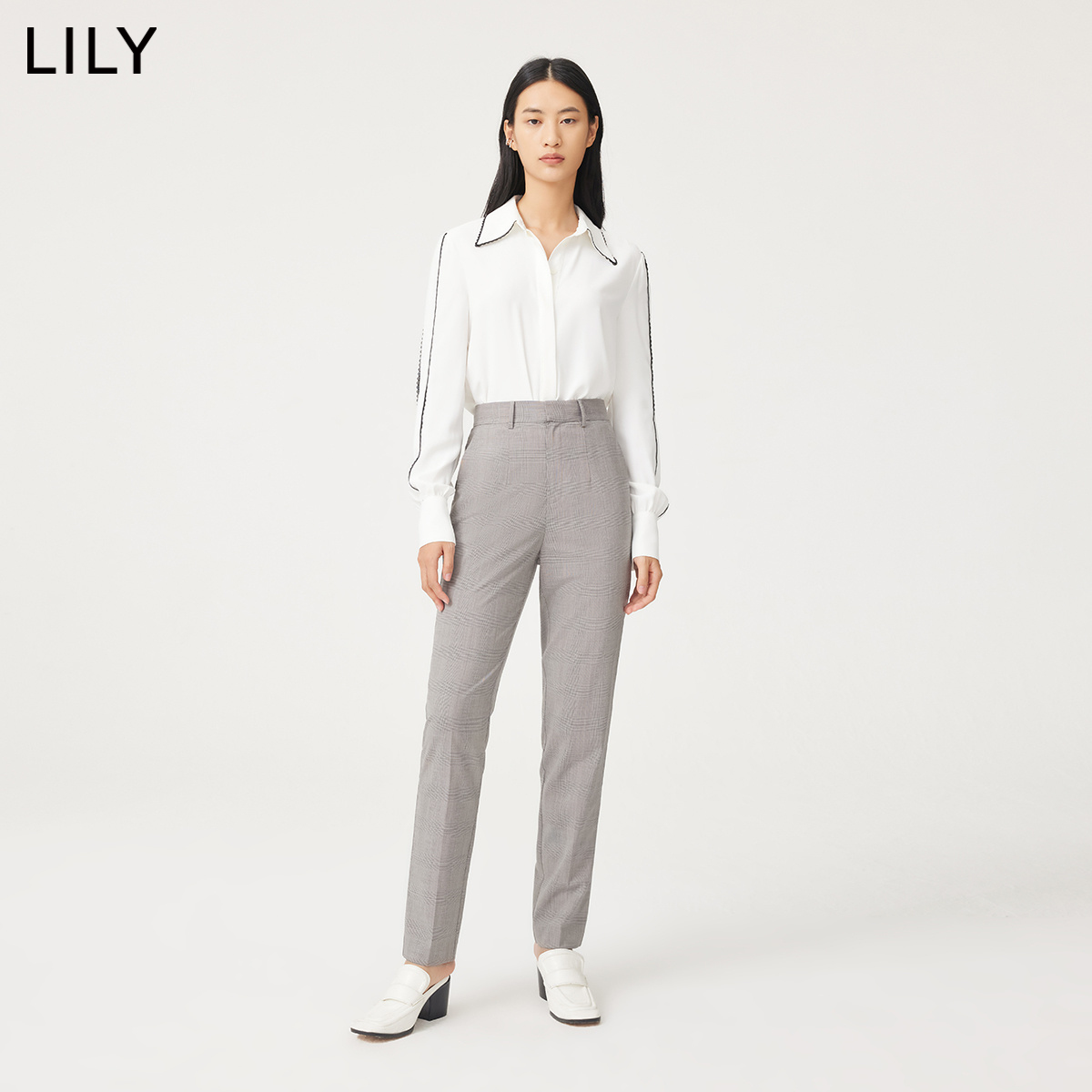 【商场同款】LILY2022秋新款女装舒适羊毛气质通勤简约西装休闲裤 - 图0