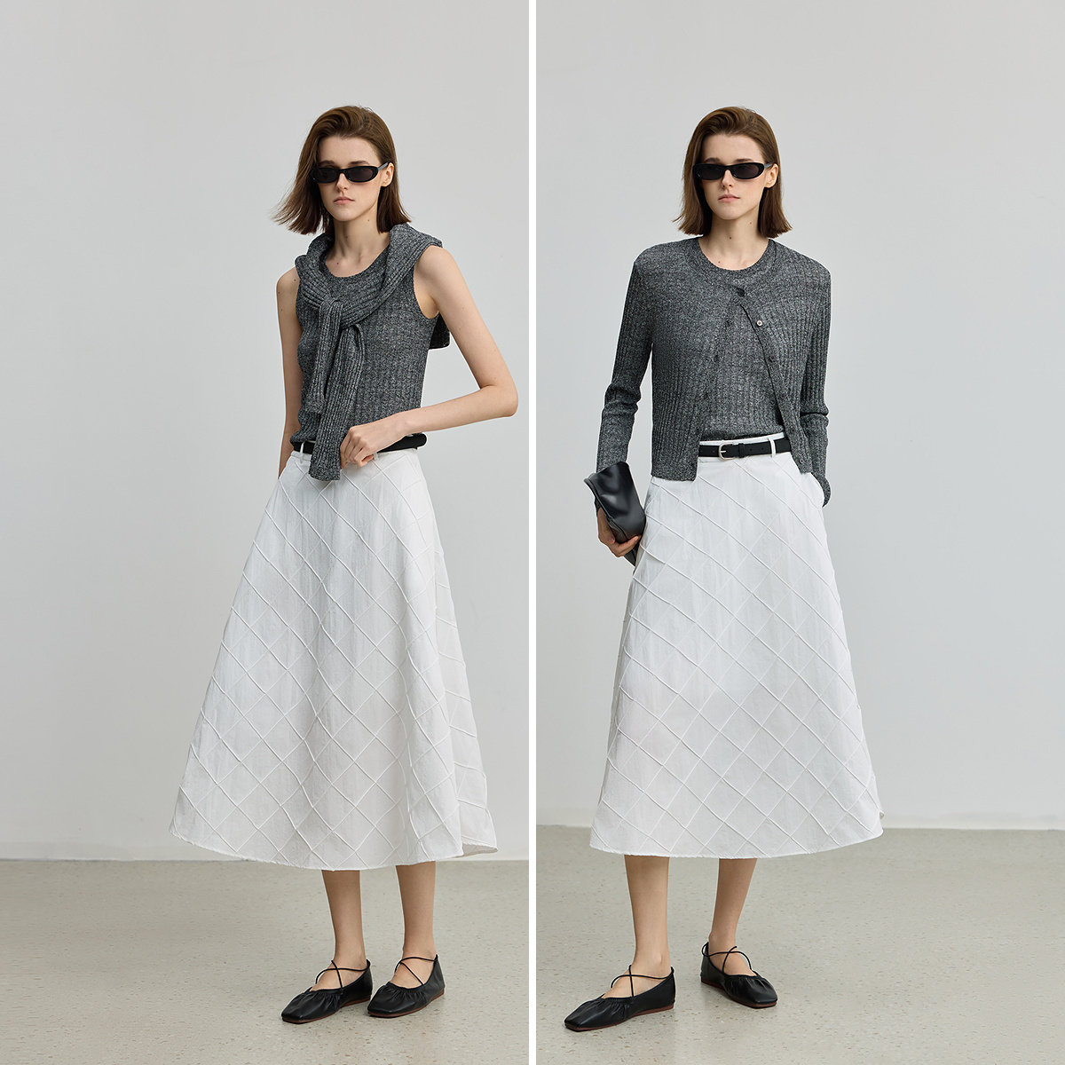 LILY2025新款复古简约立体菱格格纹宽松休闲通勤A字裙半身裙女,淘宝优惠券,粉丝福利购,淘宝优惠卷
