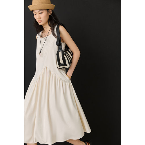 小黑裙LILY2025新款设计感气质法式方领解构收腰背心裙连衣裙女 - 图2