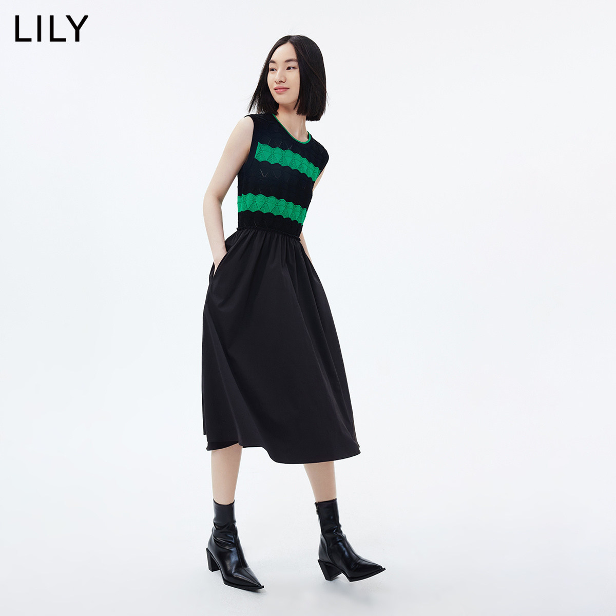 lily2023夏新款洋气撞色条纹连衣裙 LILY连衣裙