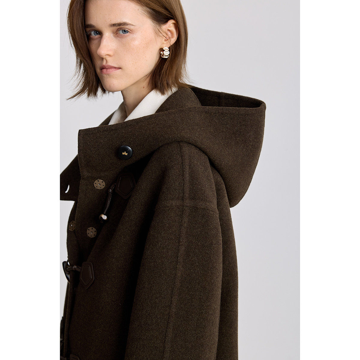 100%羊毛LILY2025冬新款女装复古学院风牛角扣双面呢毛呢大衣外套,淘宝优惠券,粉丝福利购,淘宝优惠卷