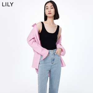 LILY女装美式复古时尚纯色通勤针织吊带背心内搭上衣女