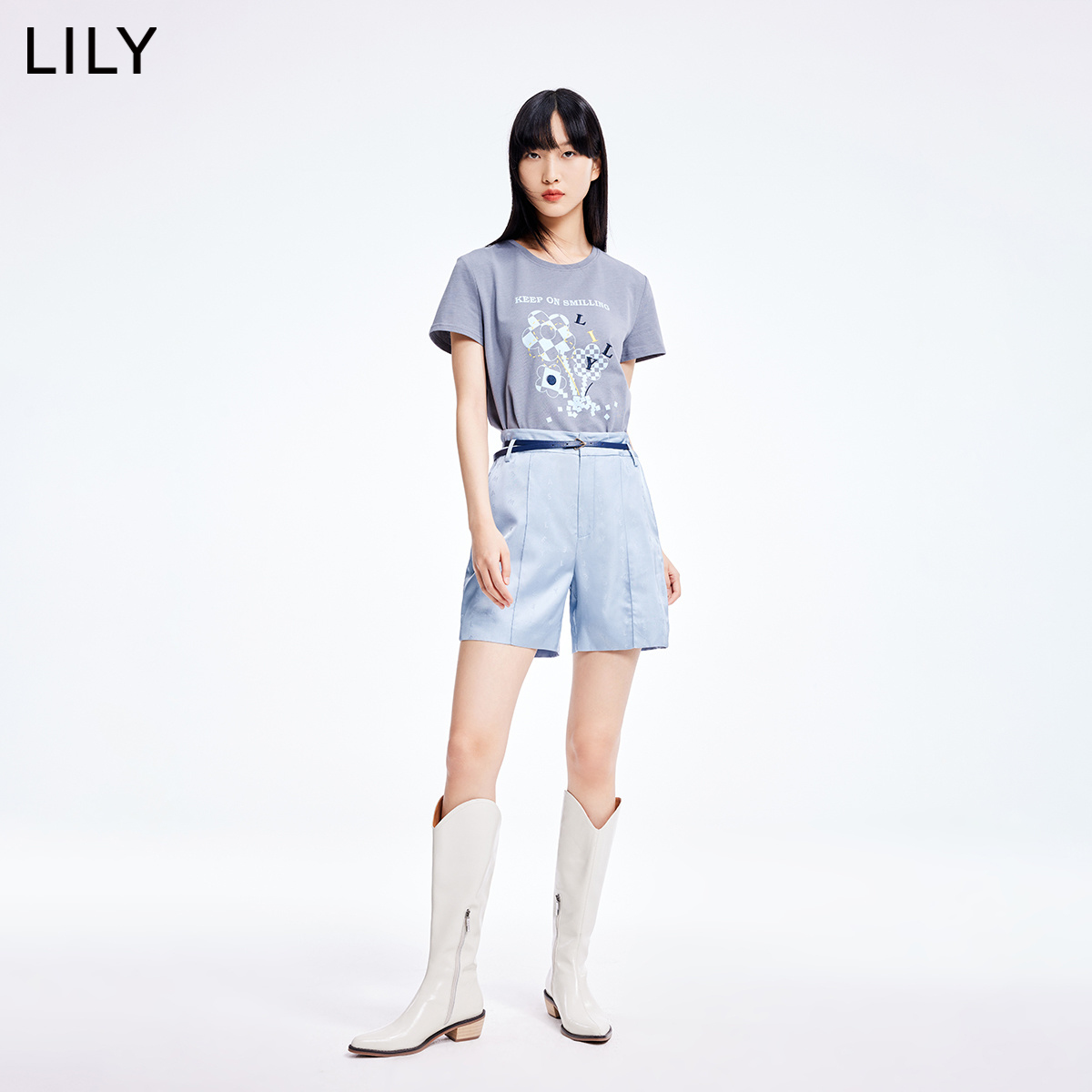 LILY2022夏新款女装气质通勤款宽松百搭显瘦A字西装裤短裤休闲裤 - 图1