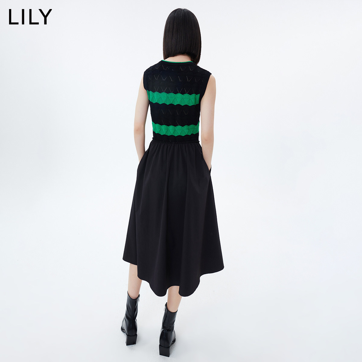 lily2023夏新款洋气撞色条纹连衣裙 LILY连衣裙