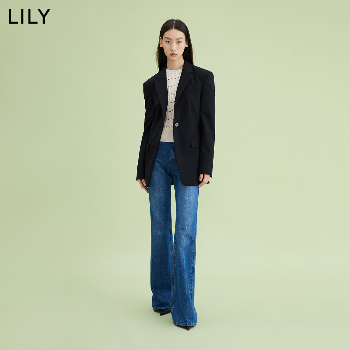 【商场同款】LILY新款女装质感羊毛时尚通勤一粒扣西装外套职场 - 图1