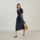 LILY commuter waisted denim short-sleeved dress