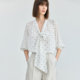 LILY commuter ແຂນສາມສ່ວນສີ່ chiffon polka dot ຝຣັ່ງ