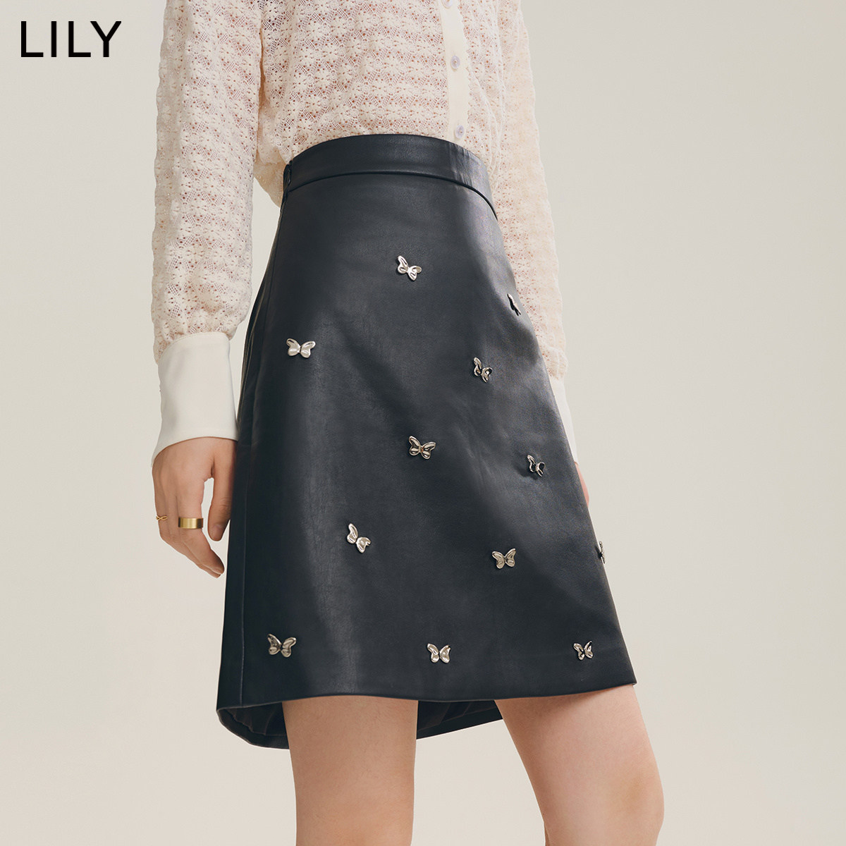 lily2022秋新款气质通勤款pu半身裙 LILY半身裙