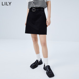 【商场同款】LILY新款女装时尚通勤纯色显瘦A字半身裙短裙