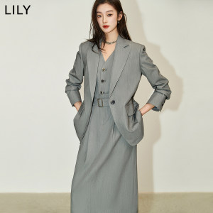 LILY2024夏新款女装都市通勤气质时尚百搭简洁一粒扣休闲西装外套