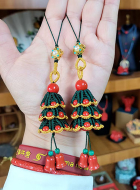 常青树 国潮圣诞树 非遗手工编织原矿保真朱砂吊坠送礼项链本命年