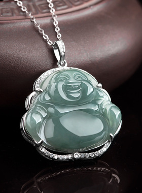 天然缅甸a货玉石翡翠佛公吊坠