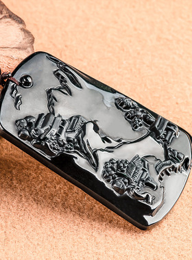 天然a货墨翠山水牌透绿玉石吊坠