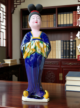 陶瓷手工汉服仕女摆件书房装饰