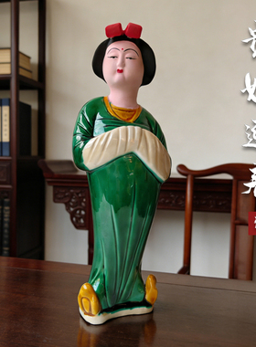 中式复古陶瓷仕女摆件客厅书房