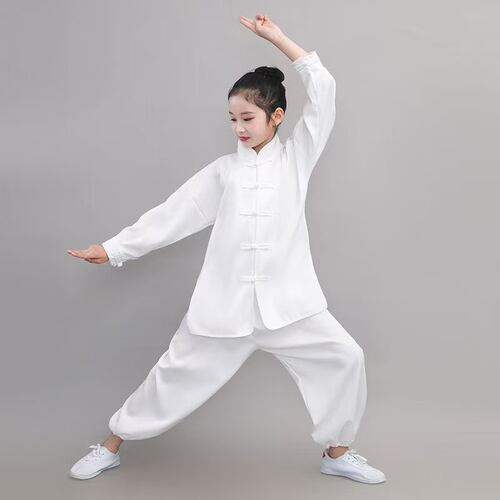 儿童武术太极服白色男女学生练功服学校团体操比赛六一幼儿表演服 - 图3
