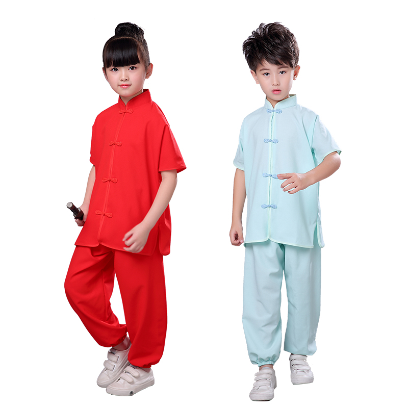 儿童太极服竹节麻套装男女童武术练功服幼儿表演服功夫训练演出服 - 图3