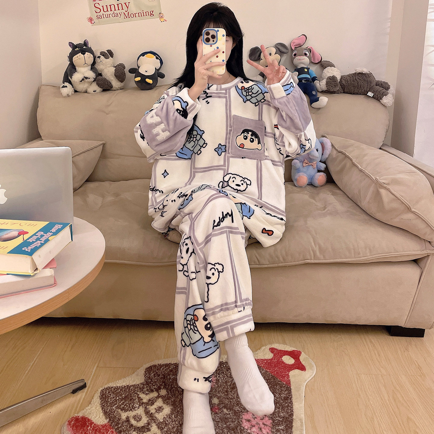 珊瑚绒睡衣女士秋冬款学生卡通加绒加厚大码胖mm冬季法兰绒家居服,淘宝优惠券,粉丝福利购,淘宝优惠卷