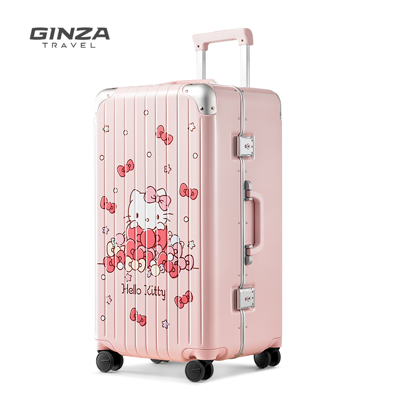 银座xHelloKitty正版联名旅行箱女铝框trunk行李箱大容量20寸登机