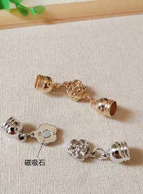新款小方巾丝巾链接扣玫瑰花吸铁扣DIY饰品配件围巾时尚磁铁吸扣