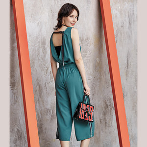 朵以2022夏季新款时尚休闲背心阔腿裤连体裤女装清仓33DX809037