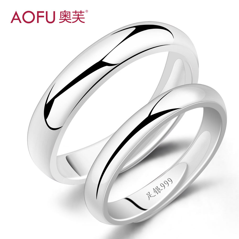 免费刻字999纯银女活口男情侣戒指 奥芙戒指/指环