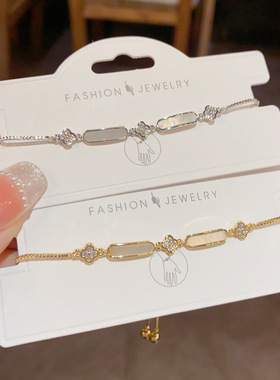 韩系气质时尚简约方形几何可调节手链精致轻奢小众设计手饰